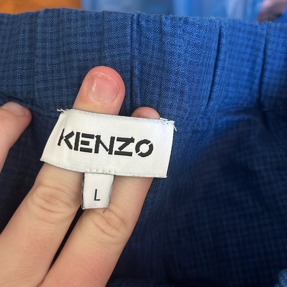 Kenzo Blue Mini Plaid Pull On Pants A23 - Picture 3 of 4